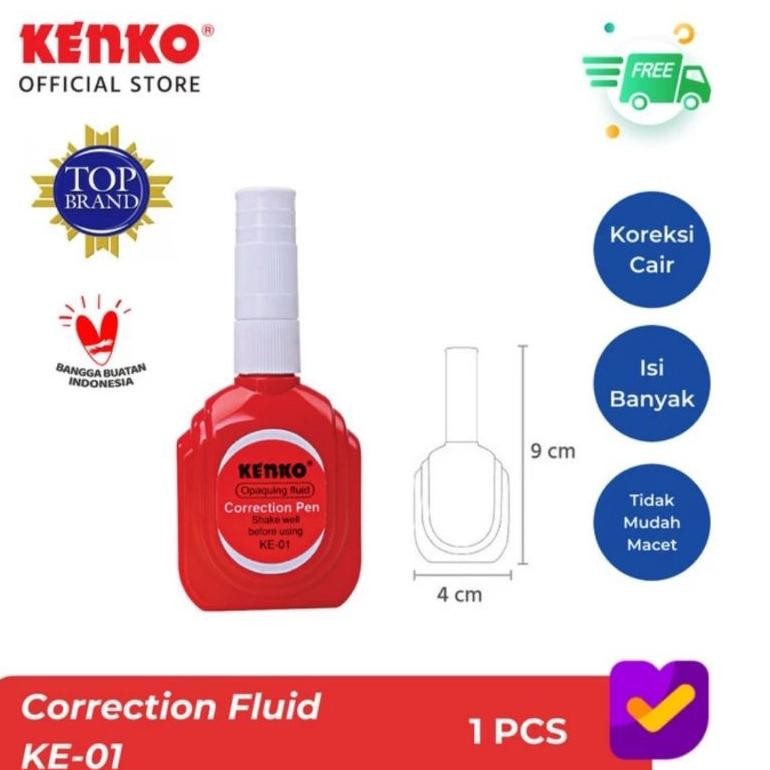 

Ready ( 12 Buah ) Ke 01 Tipex Cair Correction Liquid Koreksi Cairan Penghapus Kenko Ke-01