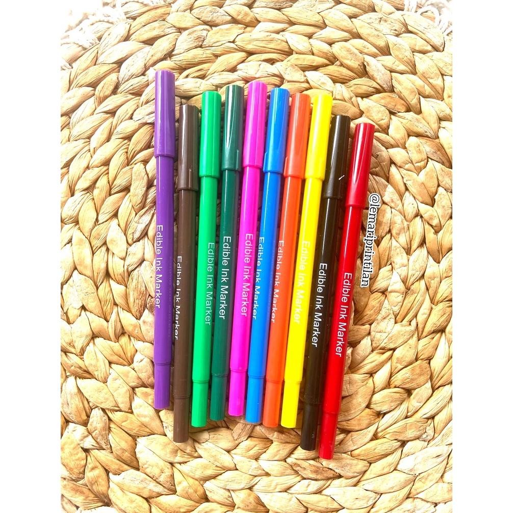 

Ready Lp Hiasan Bekal Edible Food Pen Marker Baking Decorator Color Pens Dual Tip Brush & 0.7Mm White