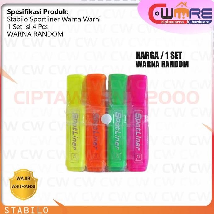 

+++++] Stabilo Sportliner Penanda Warna Warni 1 Set Isi 4 Pcs - NATS