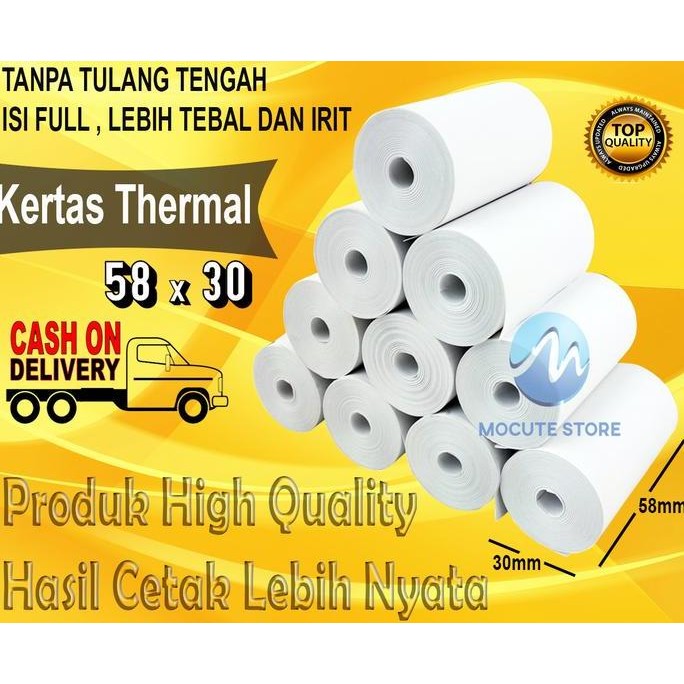 

TERBARU - Kertas Printer Thermal Kertas Struk kasir 58x30mm isi 100 Roll