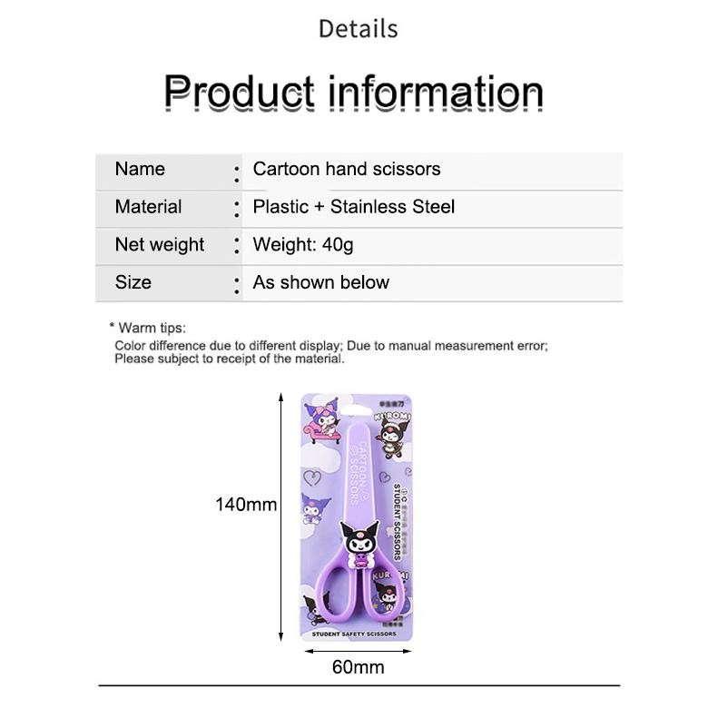 

Ready Gunting Keselamatan Siswa Mini Sanrio Kuromi Cinnamoroll Melody Kartun Lucu Gunting Tangan Portable Multifungsi Bahan Stainless Steel Untuk Alat Tulis Impor-Yinmer
