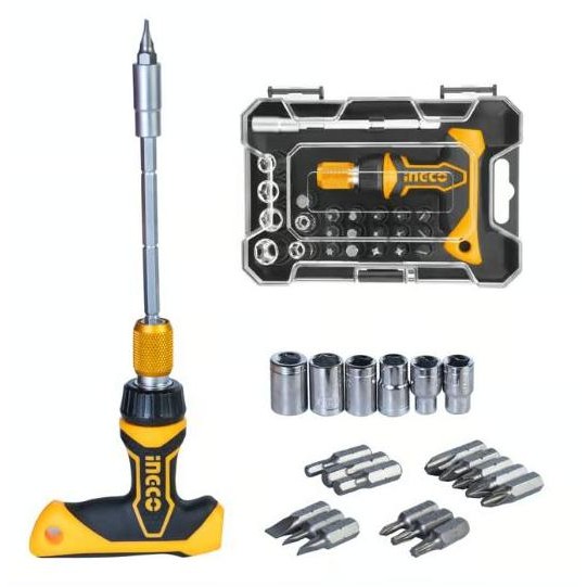 Miliki Ingco Hksdb0188 Obeng Kunci Set 24 Pcs Gagang Model T Handle Wrench Screwdriver