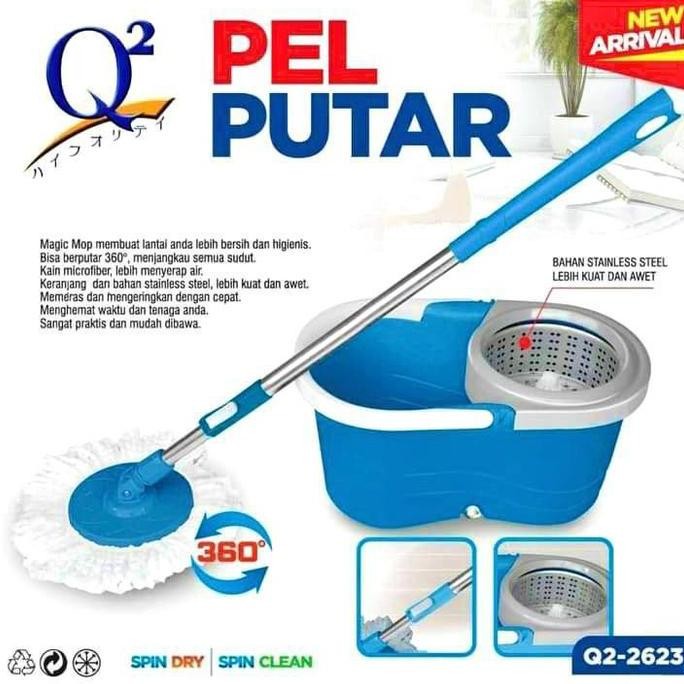 Pel Lantai Alat Pel Putar Otomatis Super Mop Stainless Steel GSF Q2