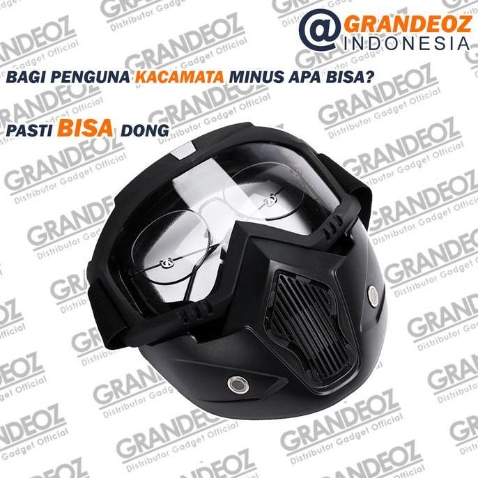 HJK Goggles Kacamata + Masker Goggle Mask Full Face Helm Topeng Motor Gogle Paintball Kaca Mata Trai