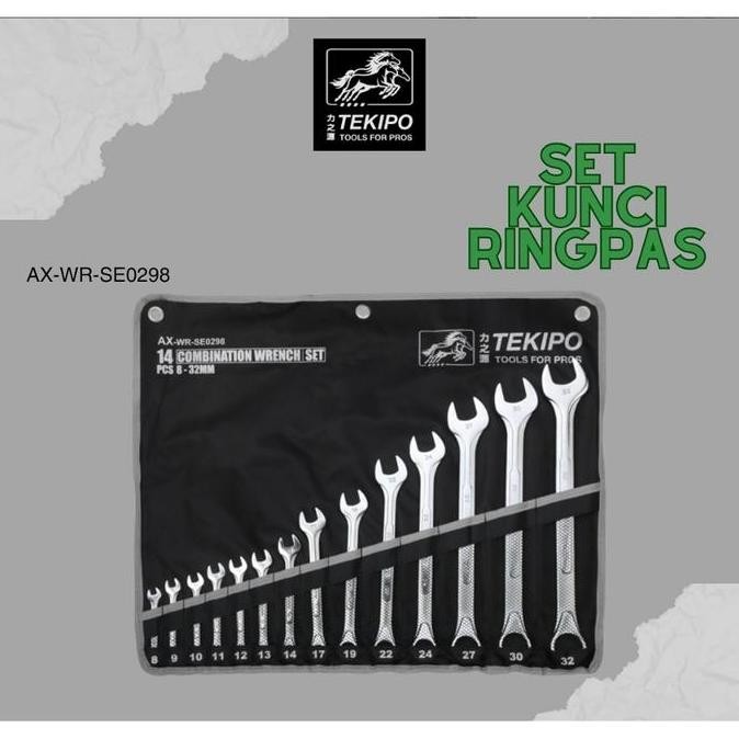 Spesial Tekiro Lengkap Kunci 8-32 Mm Kunci Ring Pas Combination Wrench