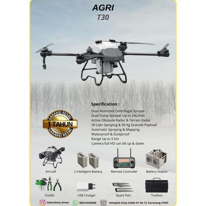 

Terlaris Drone Sprayer Pertanian T30 Dji Agras T30 Liter Agriculture Drone Pestisida Herbisida Hama Npk Traktor Mesin Sprayer Punggung Harvester