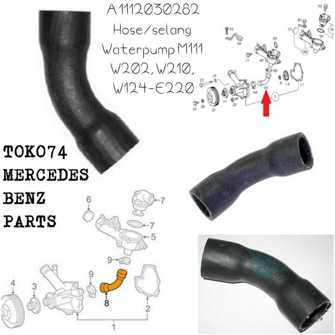 New A1112030282 hose/selang Waterpump M111 W202, W210, w124-E220 'Swag'