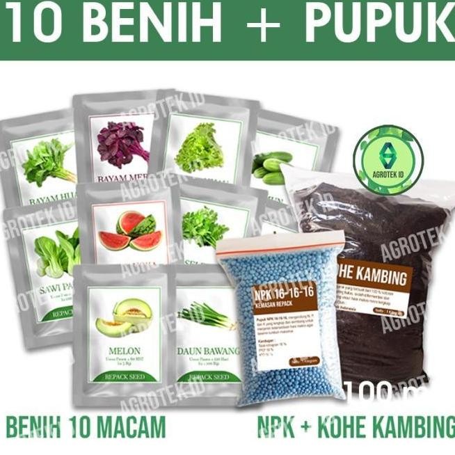 

Terlaris Paket Benih Bibit Biji Sayuran 10 Macam Bonus Pupuk Npk Dan Kandang
