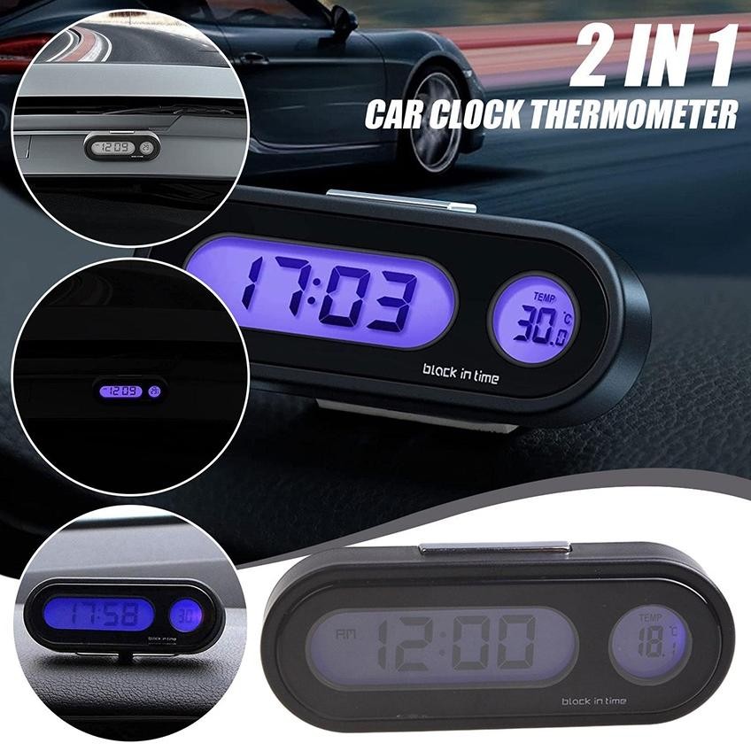 Premium Jam Digital LED dashboard Mobil Blacklight Biru Dengan Termometer Untuk Dashboard Mobil Jam 