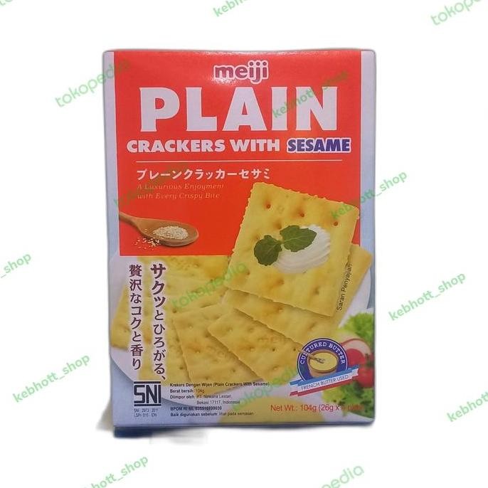 

Terlaris Biscuits Meiji Plain Crackers With Sesame 104Gr Biskuit Krackers Wijen