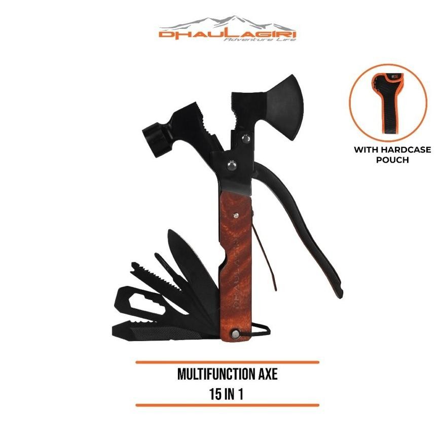 DHAULAGIRI MULTIFUNGSI AXE 15 IN 1/ PALU KAPAK MULTIFUNGSI/PERKAKAS LIPAT/PISAU LIPAT/ALAT SURVIVAL 