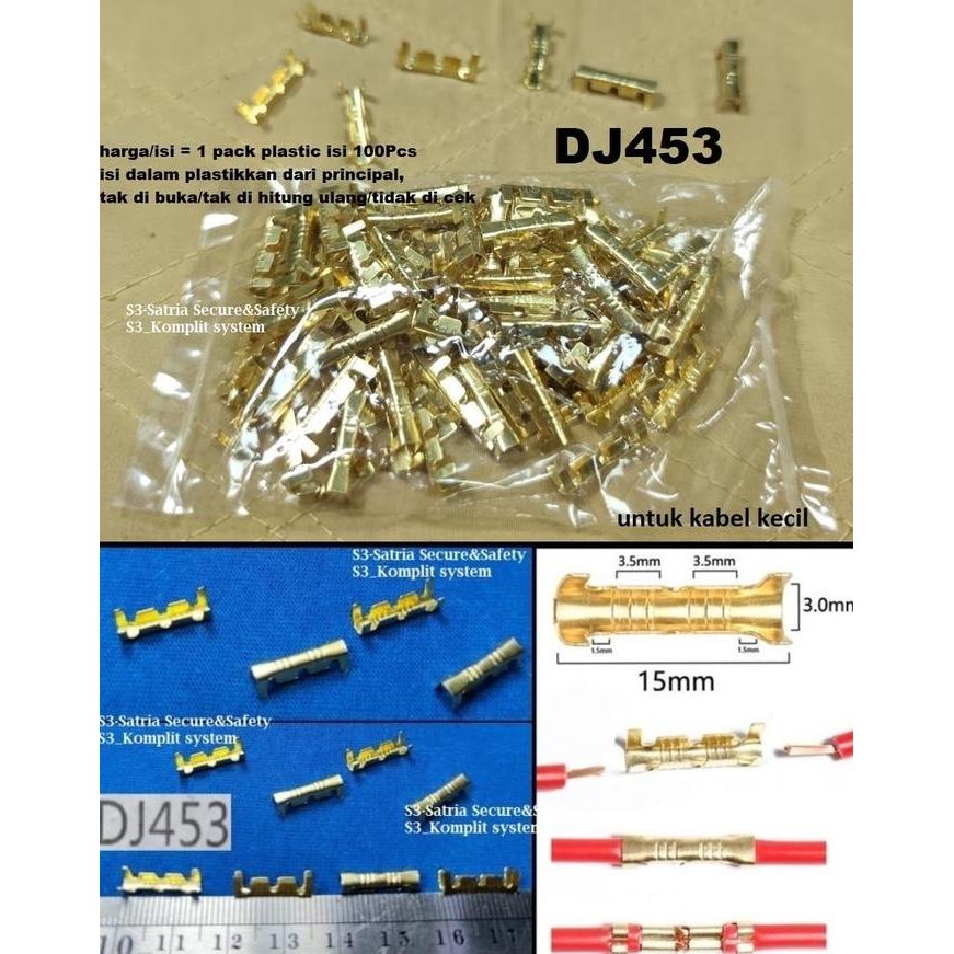isi 100Pcs Skun Press DJ453 Sambungan Kabel jepit DJ 453 1.5mm sambung