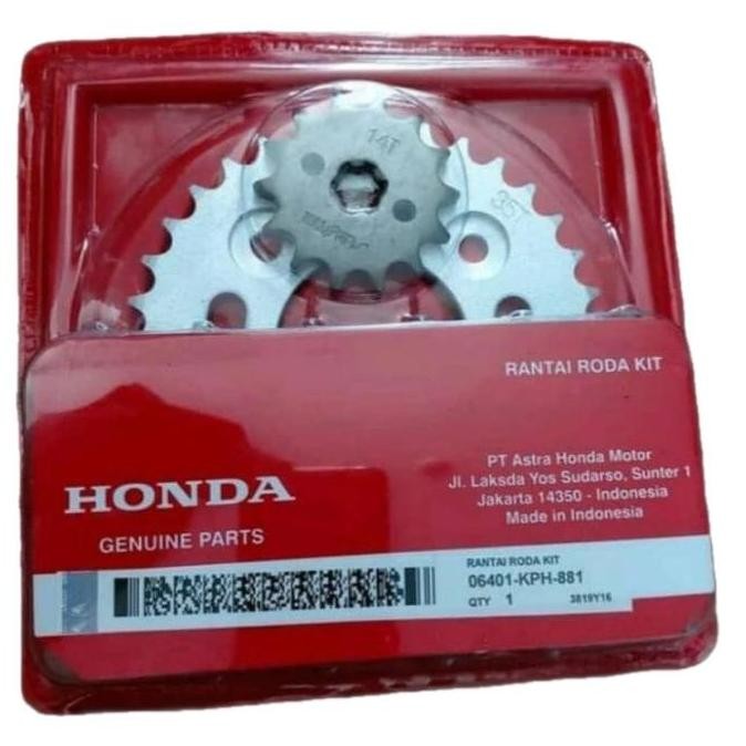 BERKUALITAS GW- GEAR SET+RANTAI 1SET UK 35T, 14T HONDA KHARISMA, KIRANA, SUPRA X 125 KODE PART KPH/K