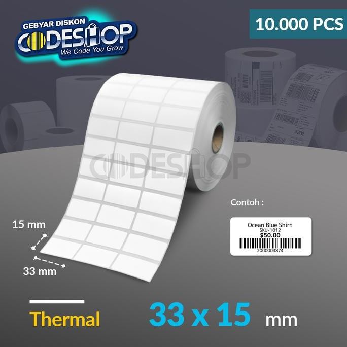 

new label thermal 33 x 15 mm / 33x15 mm / 33x15mm stiker printer bare