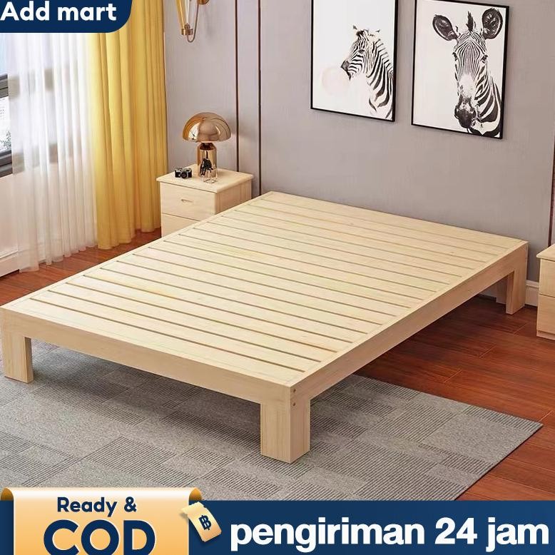 180CM Dipan Lantai Tempat Tidur Kayu Asli Tempat Tidur Kayu Tempat Tidur Minimalis