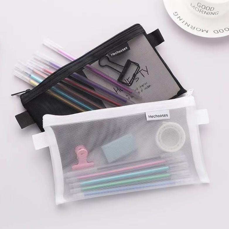 

Hemat Large-Capacity Transparent Pencil Case Student Stationery Storage Bag/Tas Pensil Transparan Sederhana