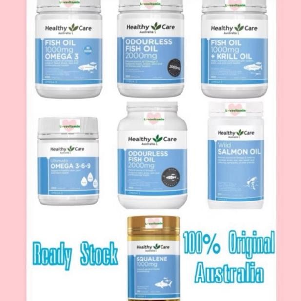 Healthy Care Fish Oil 1000mg Omega 3 Fish Oil Krill Oil 400 Capsules Squalene 1000mg Omega 369 200 C