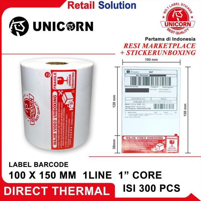 

new stiker label awb resi alamat unboxing fragile thermal a6 100x150 @300