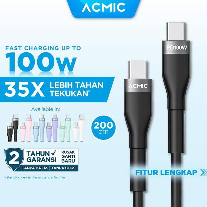 ACMIC UNILINE Cable Original Kabel Data Fast Charging Type C to Type C 100 Watt