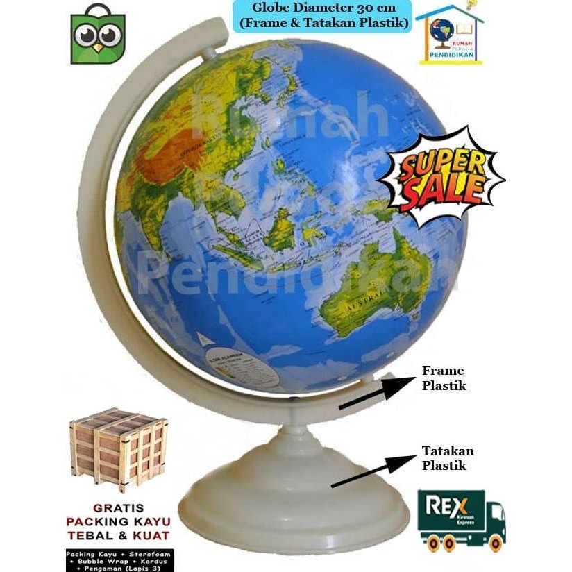 

ready stock GLOBE (BOLA DUNIA) 30 CM - TIPE 1 (Via REX) (ONGKOS KIRIM LEBIH MURAH)