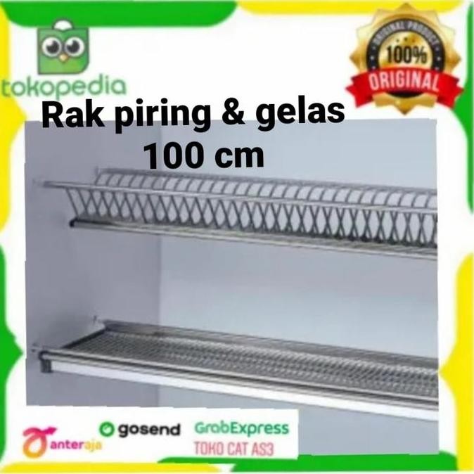 NEW Rak piring dan gelas gantung kitchen set Stainless steel Taco 100 cm