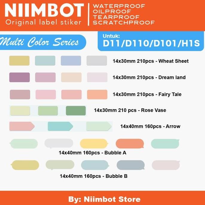 

new color pattern stiker niimbot d11 d110 d101 label sticker roll refill