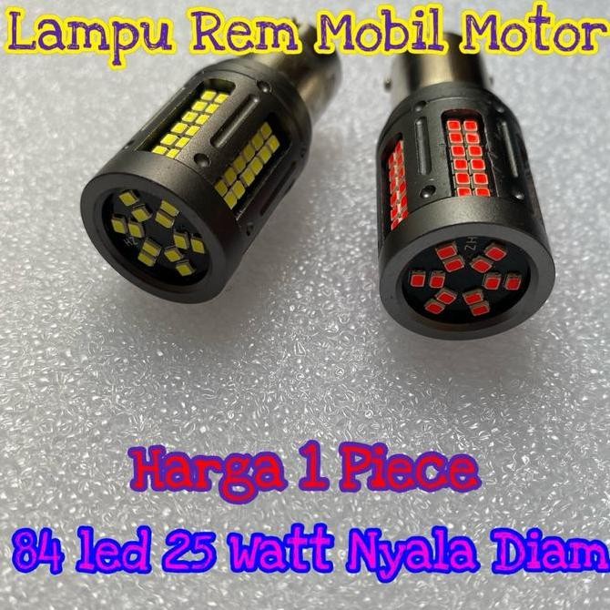 

SEPASANG (2 BIJI) LAMPU REM MOBIL 12 VOLT 1157 84 LED 25 WATT NYALA DIAM TERMURAH