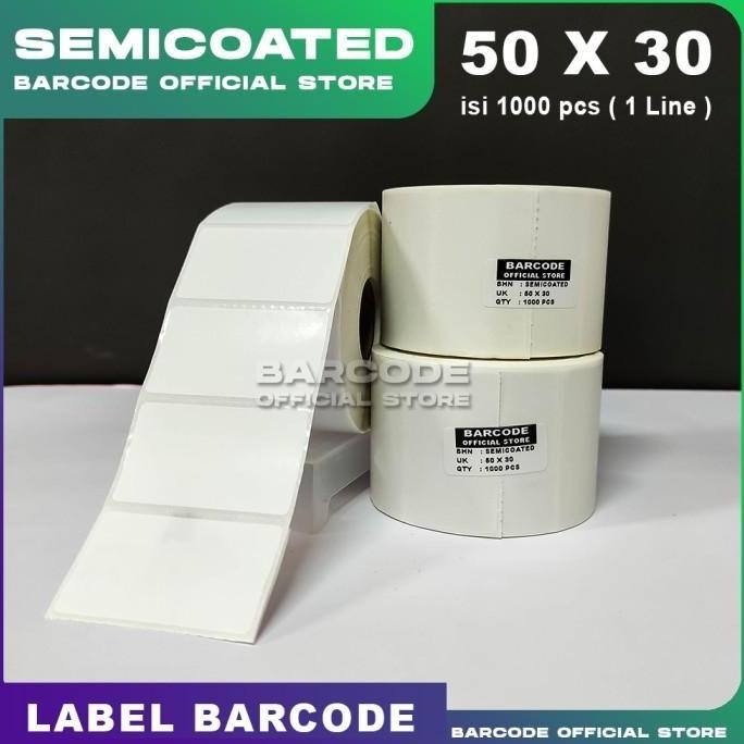 

new label stiker semicoat 50x30mm / 50 x 30 / 50x30 mm 1 line (1 slop)