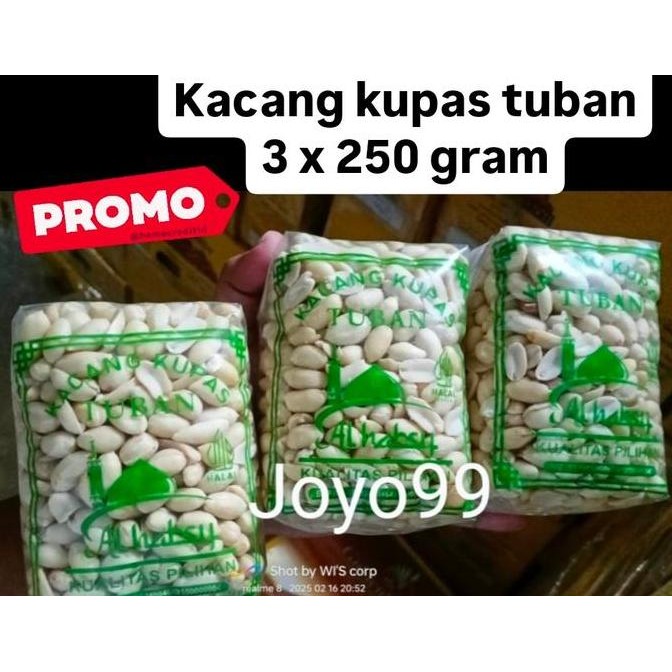 

KACANG KUPAS TUBAN 3 X 250 GRAM BIJI KECIL DAN SEDENG KEMASAN BARU EDISI LEBARAN TERMURAH