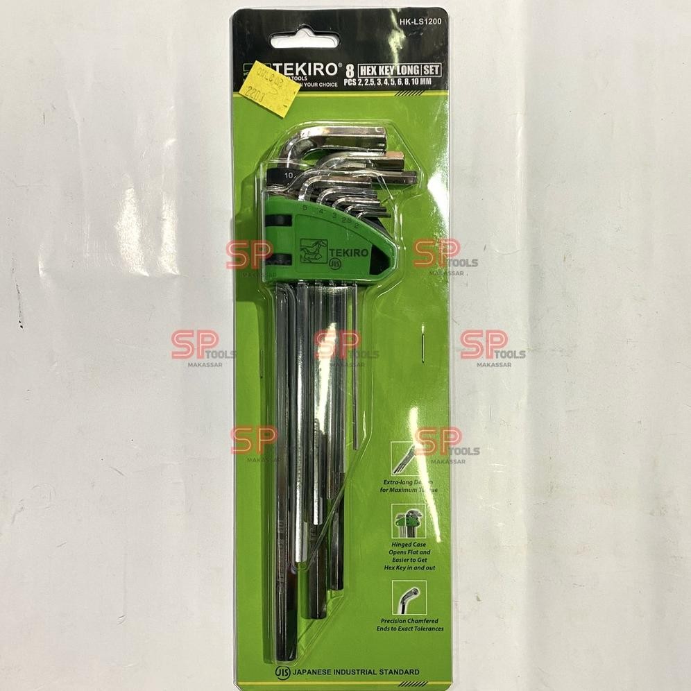 Terlaris TEKIRO Kunci L Set Panjang 8 Pcs Panjang / Kunci L Hexagon Tekiro set / Kunci L set long te