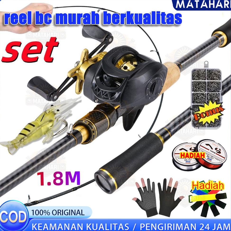 TERLARIS Joran Pancing Full Set 1.8M 10LB 7.2:1 Joran BC Set Reel BC Joran UL Carbon Pancingan Set L