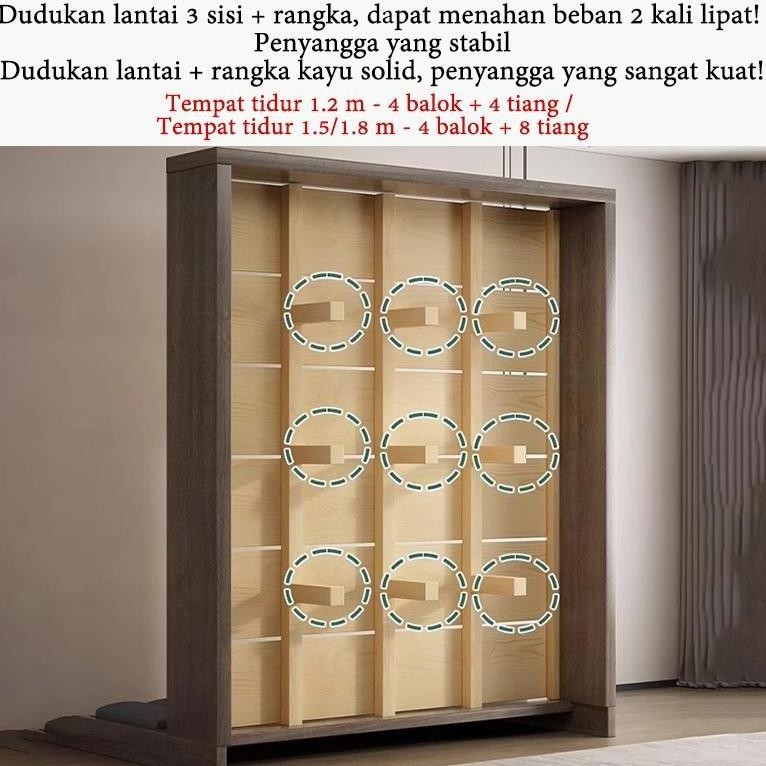 Dipan Kayu Tempat Tidur Kayu Solid Dengan Sandaran Empuk Divan Kasur Ranjang Kayu Minimalis