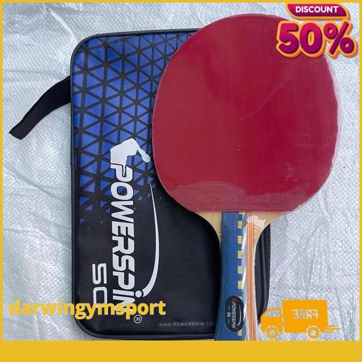 BAT BET TENIS MEJA PINGPONG POWERSPIN 50 BONUS TAS ORIGINAL TERBAIK