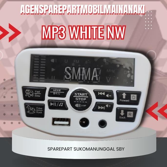 TERBARU - ReadyModul MP3 On Off Putih Besar Mobil mainan Aki Anak