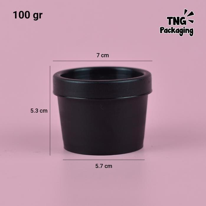 POT PLASTIK 100GR 100ML WADAH ICE CREAM GELATO JELLY LULUR CREAM HITAM PUTIH PINK DENGAN INNER LID 1