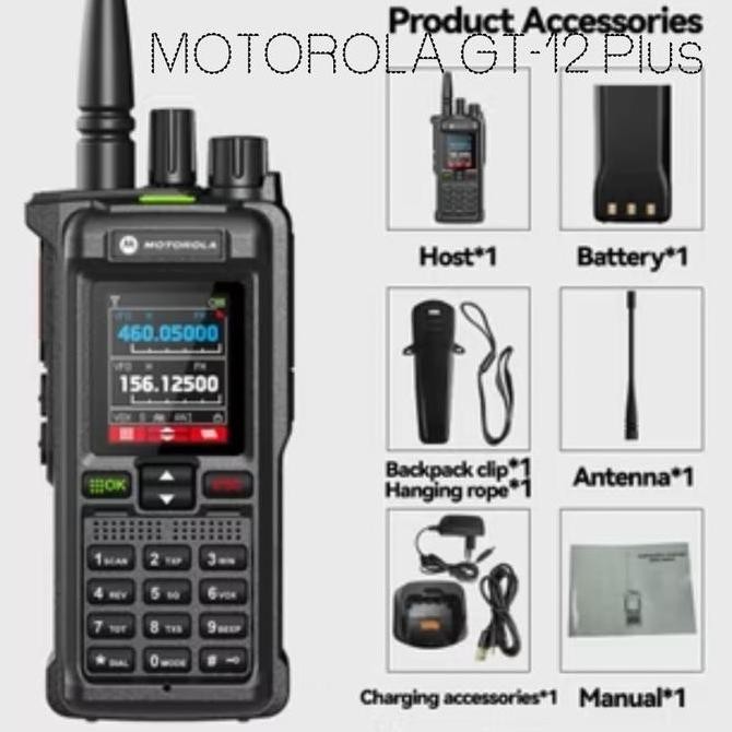 HT Motorola GT-12 Plus IP67 Jarak 20KM 20W Gt12 Plus Motorola Original