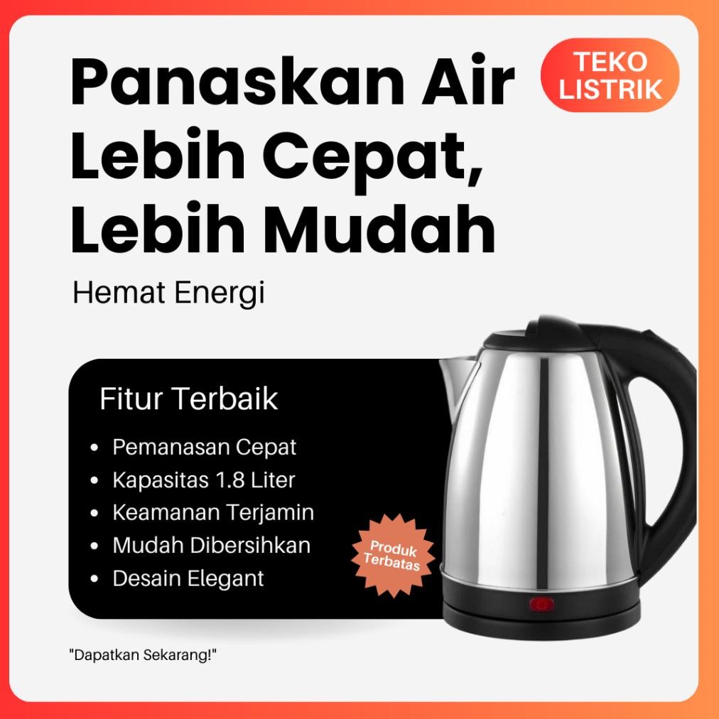 Teko Listrik 1.8L Pemanas Air Wattle Kettle Teko pemanas Air/ Teko Listrik/ Pemanas Air