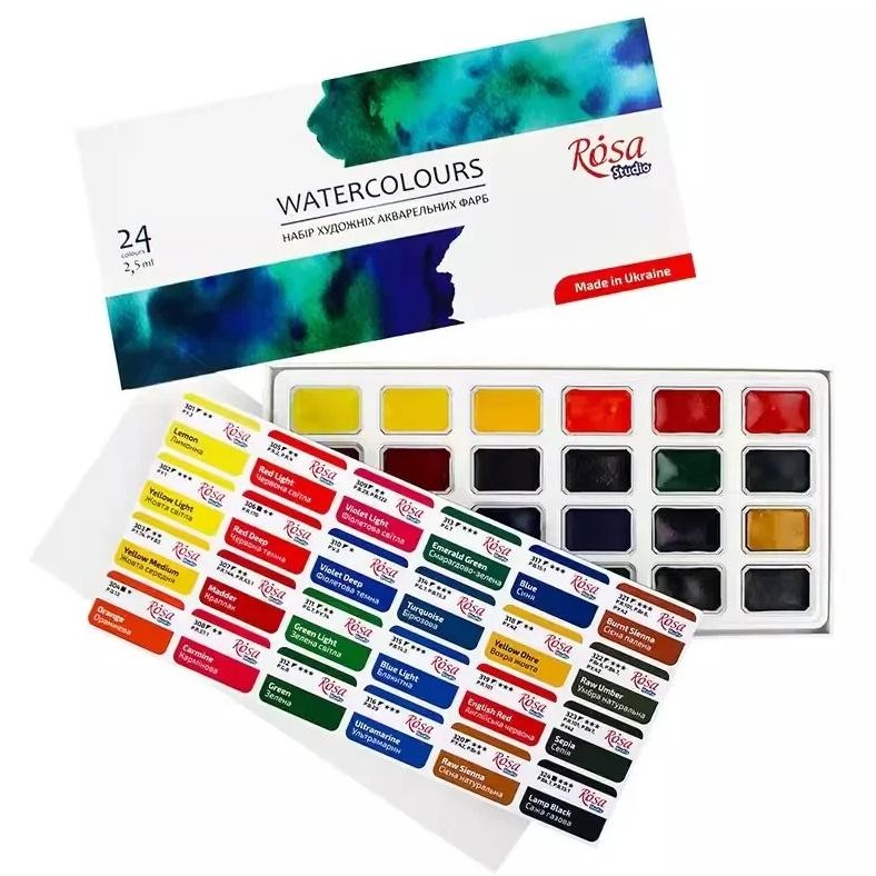 

Rosa 16/24 Colors Solid Watercolor Paint Set Professional Water Color For Painting Art Supplies