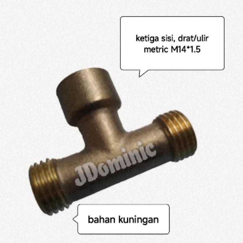 YZ sambungan T - cabang 3 drat 1/4" tee joint join sambung sancin sanchin kompresor isi angin M14 * 