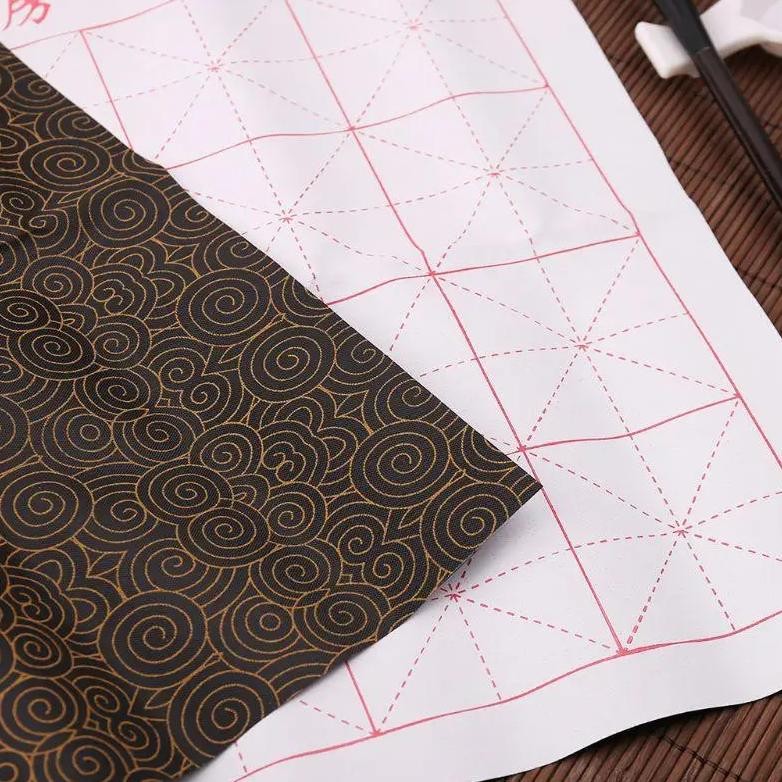 

C1Fb 3Pcs/Set Reusable Water Writing Cloth Brush Gridded Fabric Mat Chinese