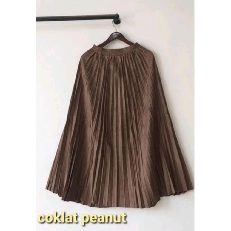 YZ Rok Prisket Suede LONDON GIRL Import Panjang 80cm & 95cm | Rok Prisket Suede Hitam Coksu Brown | 