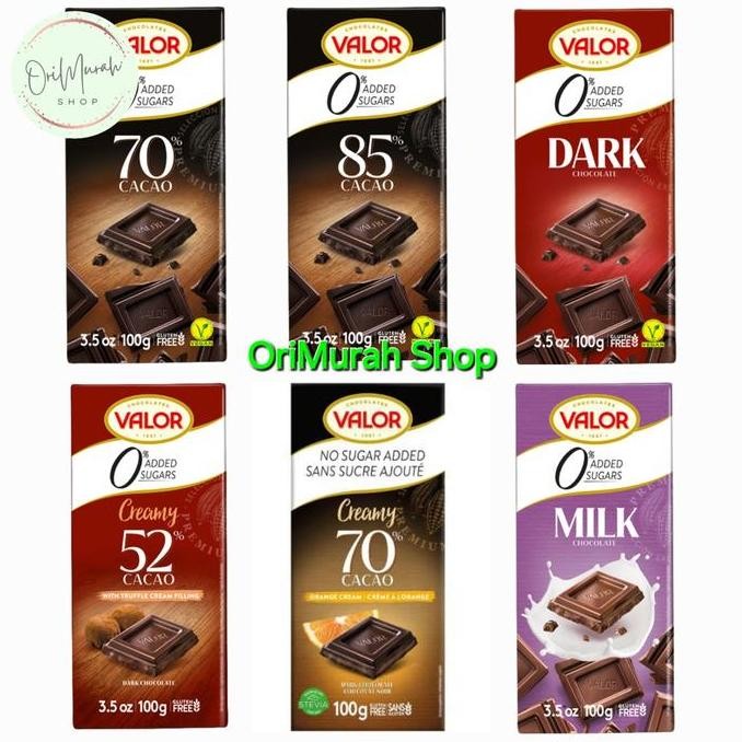 

Murah Coklat Valor 85% 70% Sugar Free Dark Chocolate Milk Creamy Orange 100G
