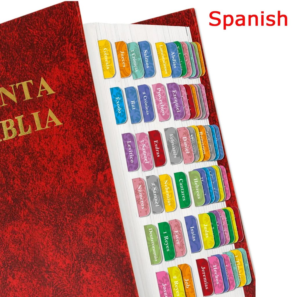

75Pcs Spanish Bible Tabs-75Pcs Spanish Sticky Tabs Stickers-For Niv, Warm Color, Laminated Bible Tabs For Women And Men Study Bi