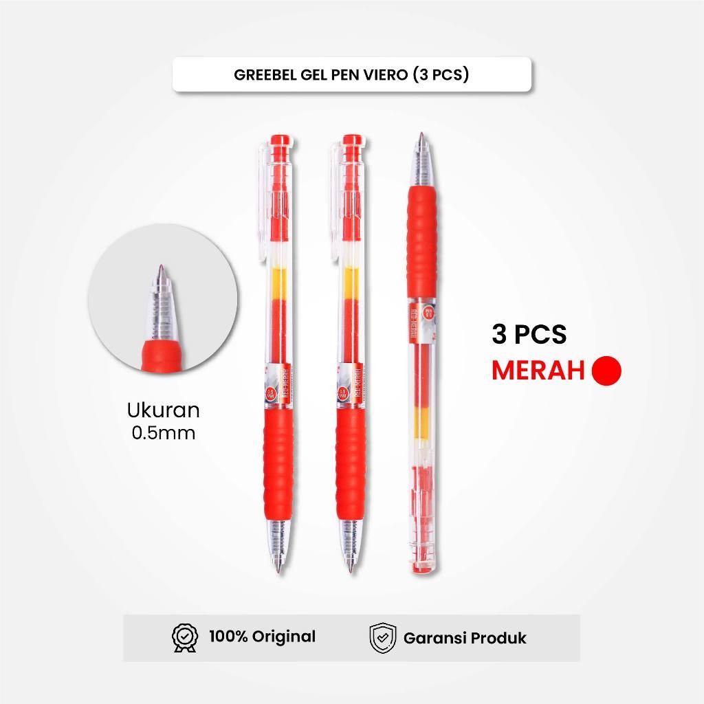 

GREEBEL Gel Pen Pulpen Gel GP-504 Viero 0.5 Tinta Merah (3PCS/SET) / Pulpen Gel Murah Grosir