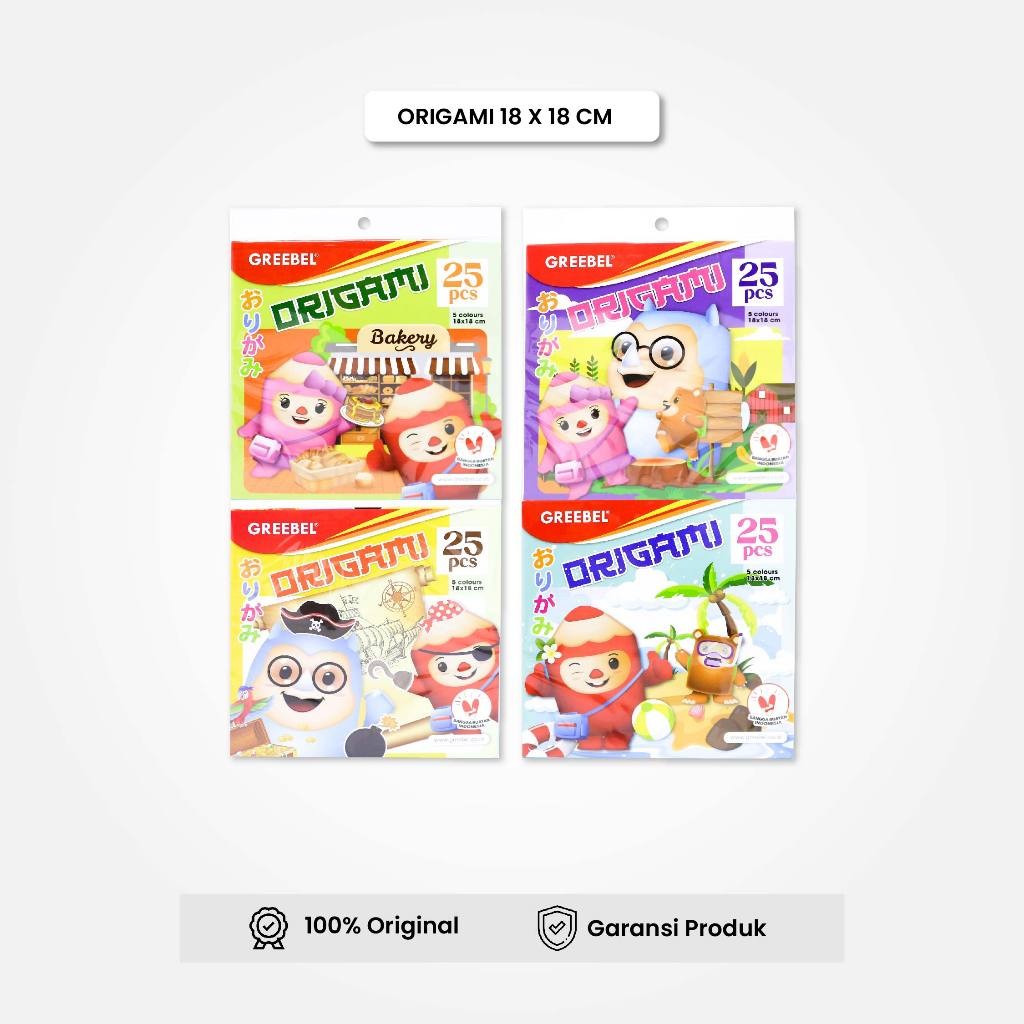 

GREEBEL Origami Kertas Lipat / Paper Craft 5 Warna Isi 25 Lembar (18X18Cm)