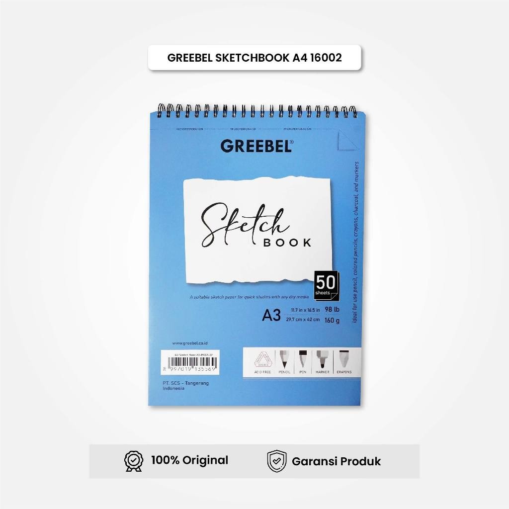 

Buku Gambar / Sketch Book A3 16002 / Buku Gambar 50 Lembar / Buku Sketsa Drawing Book GREEBEL