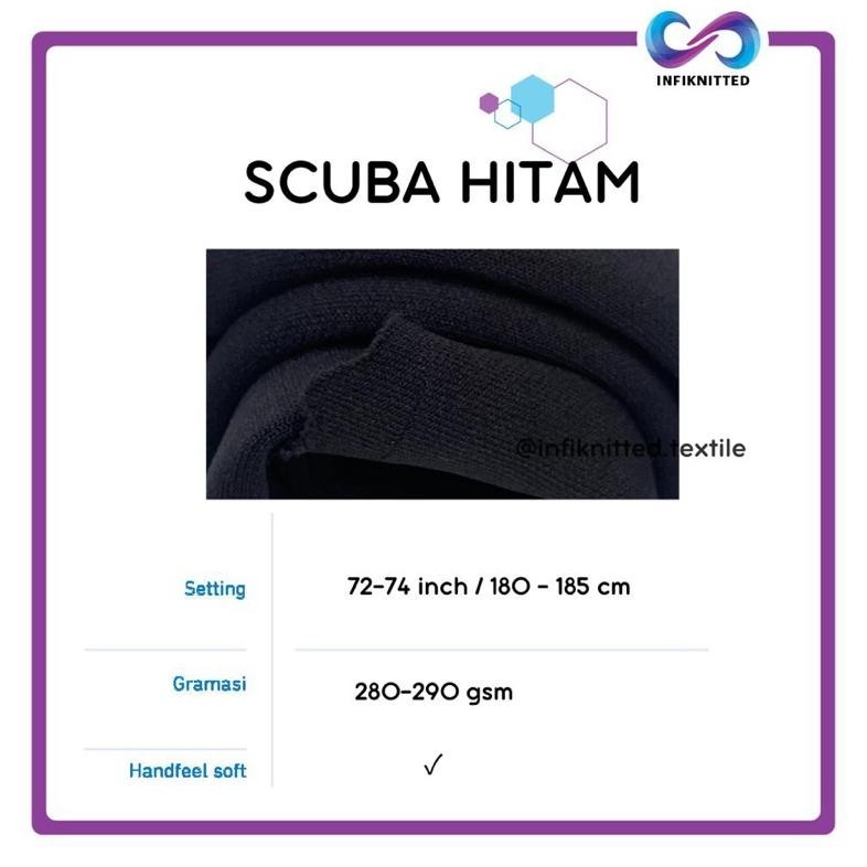YZ Infiknitted Textile - Kain Scuba Meteran Gramasi 280 - Hitam