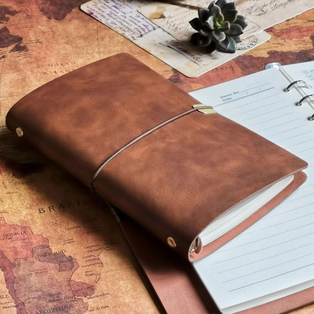 

Retro A6/A5/B5 Soft Pu Leather Travel Journal Notebook 80 Sheets Loose-Leaf Binder Diary Agenda Planner School Stationery