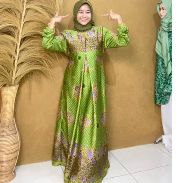 YZ Seragam Batik Muslimat Hijau Muda Model Mayung Terbaru Batik Muslimat Hijau Muda
