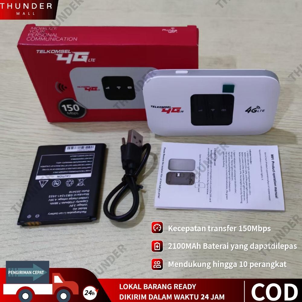 MODEM MIFI WIFI 4G 150MBPS WiFi Seluler Portabel untuk PC Laptop Ponsel Support 3G dan 4G Semua Oper